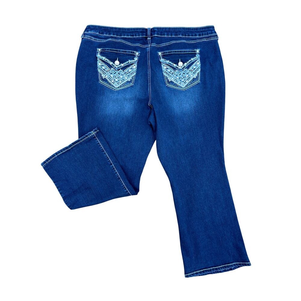 est. 1946 Denim high-rise embellished boot cut jeans plus size 22wp x 28